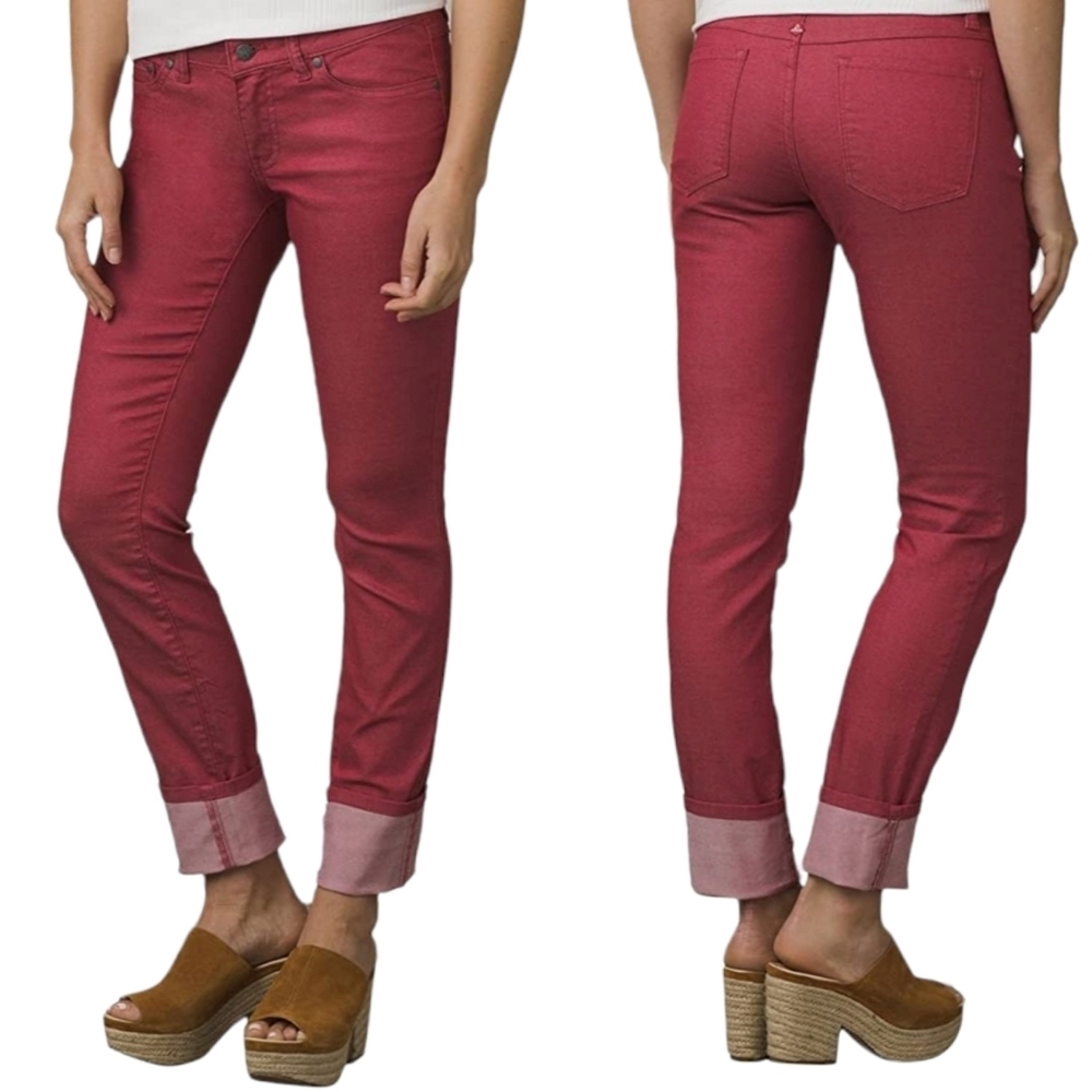 prAna Women's Kara Soft Low-Rise, Fitted  Narrow-Leg Stretch Jeans, Cuffed Ankle
